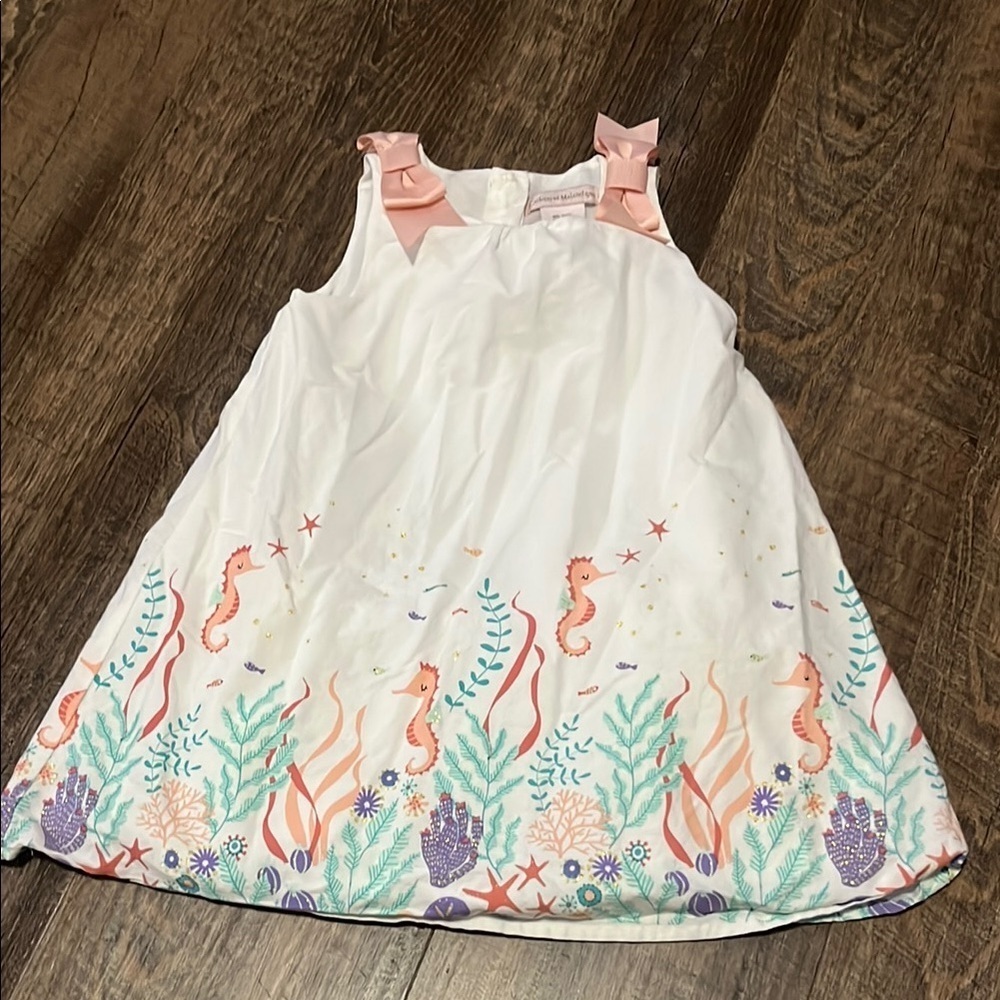 Toddler white seahorse themed dress